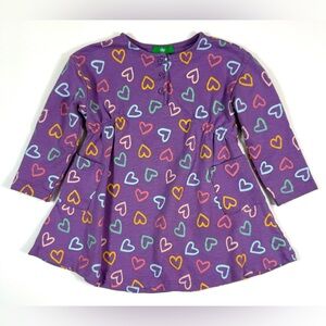 DIP Baby Girl Dress 18-24 Months Purple Hearts Long Sleeve Pockets Cute